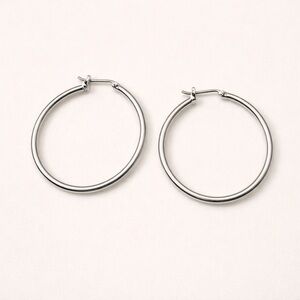 Classic Silver Tone Hoop Earrings | Minimal Everyday Hoops